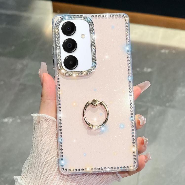 For Samsung Galaxy A16 5G Rhinestone Glitter TPU Ring Holder Anti-fall Phone Case