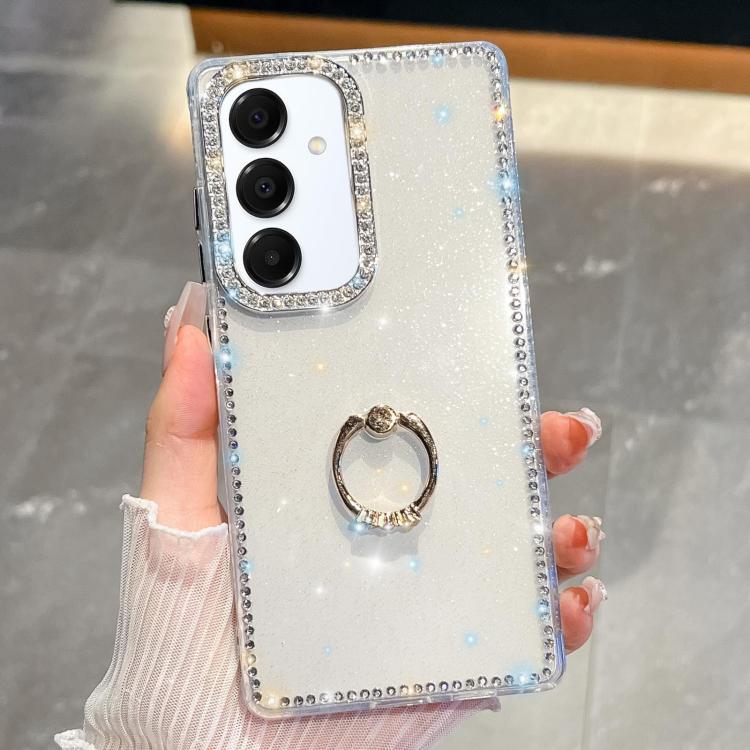 For Samsung Galaxy A16 5G Rhinestone Glitter TPU Ring Holder Anti-fall Phone Case