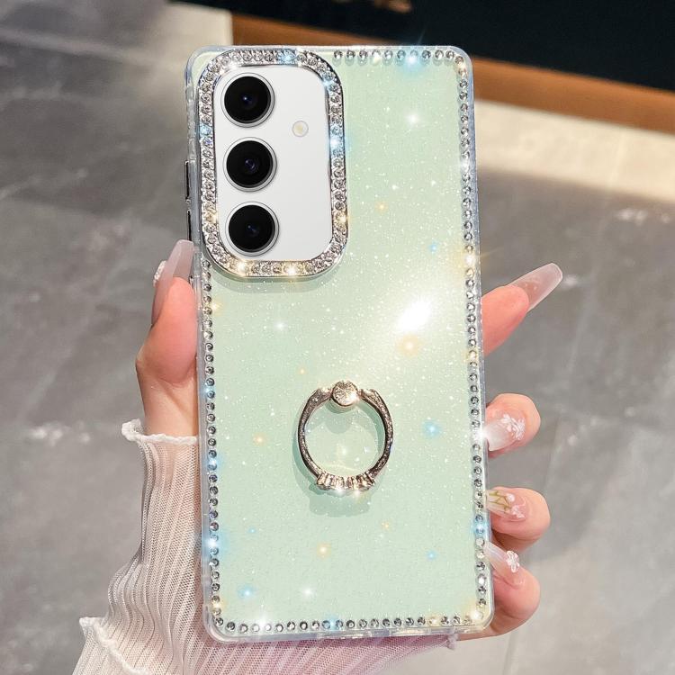 For Samsung Galaxy S24 FE 5G Rhinestone Glitter TPU Ring Holder Anti-fall Phone Case