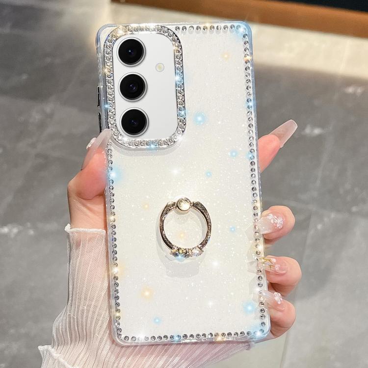 For Samsung Galaxy S24 FE 5G Rhinestone Glitter TPU Ring Holder Anti-fall Phone Case