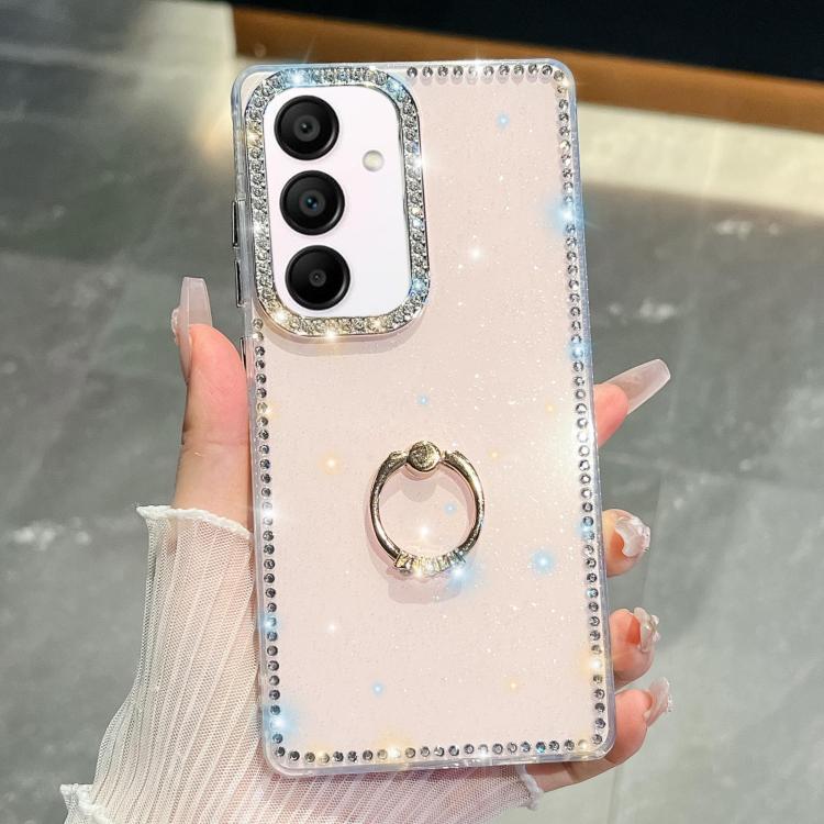 For Samsung Galaxy A15 5G Rhinestone Glitter TPU Ring Holder Anti-fall Phone Case