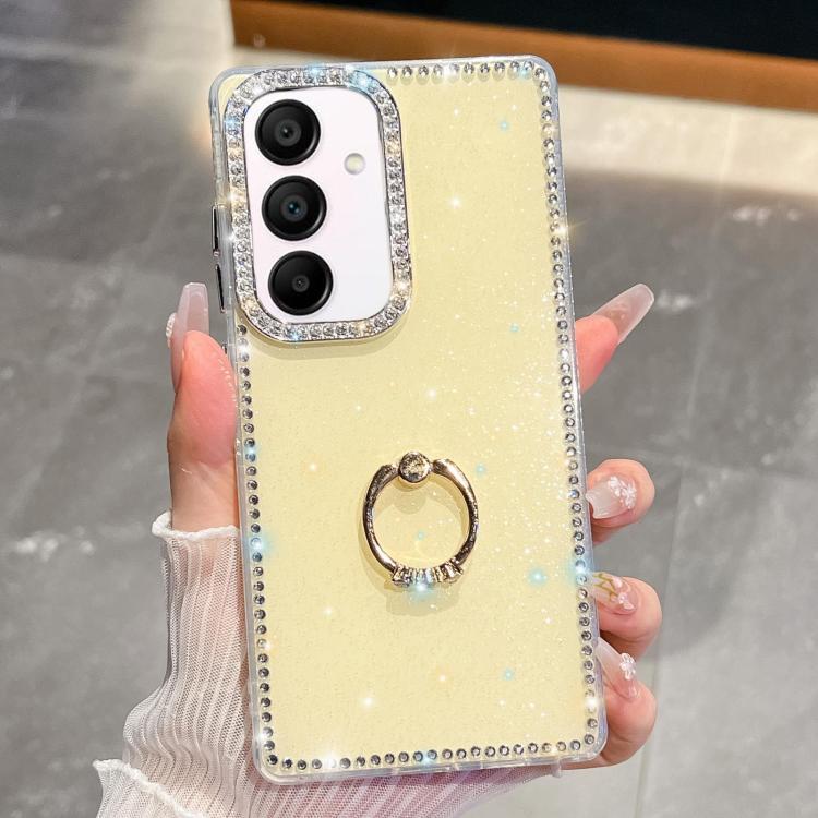 For Samsung Galaxy A15 5G Rhinestone Glitter TPU Ring Holder Anti-fall Phone Case