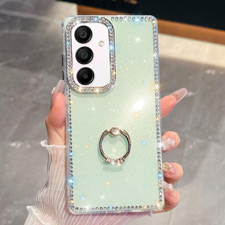 For Samsung Galaxy A15 5G Rhinestone Glitter TPU Ring Holder Anti-fall Phone Case