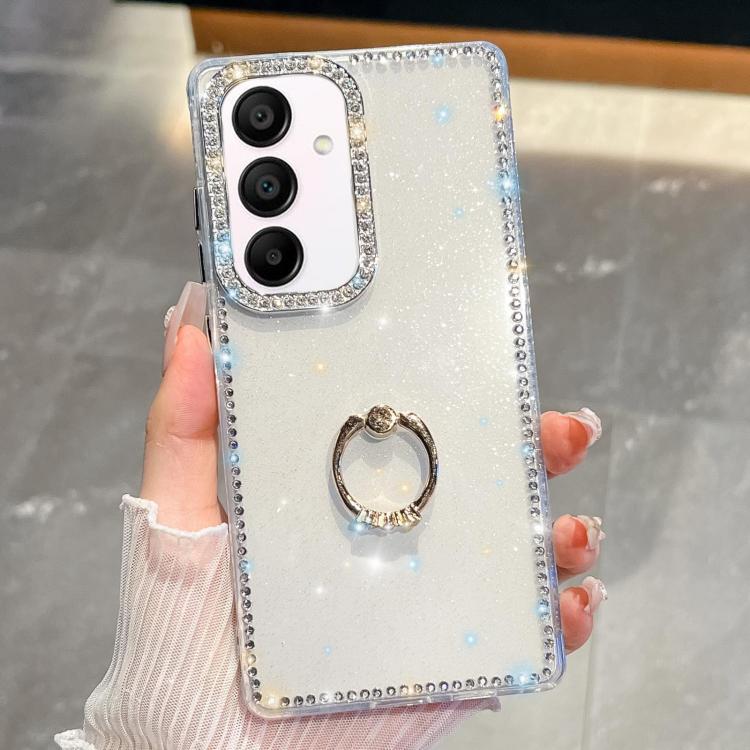 For Samsung Galaxy A15 5G Rhinestone Glitter TPU Ring Holder Anti-fall Phone Case