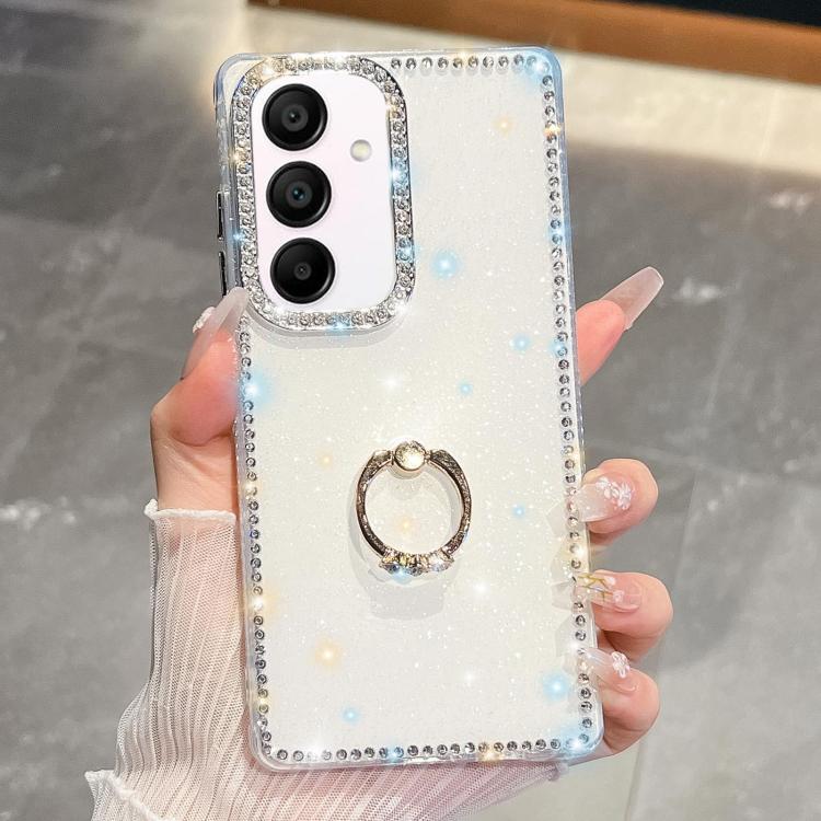 For Samsung Galaxy A15 5G Rhinestone Glitter TPU Ring Holder Anti-fall Phone Case