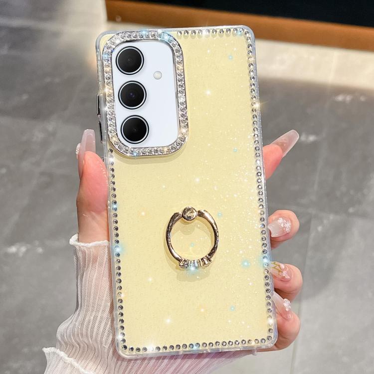 For Samsung Galaxy A55 5G Rhinestone Glitter TPU Ring Holder Anti-fall Phone Case