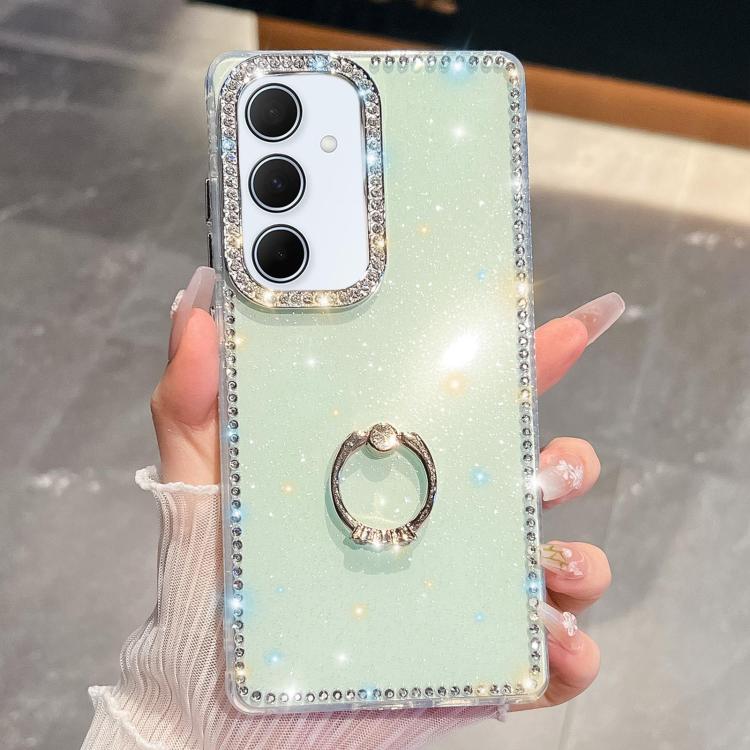 For Samsung Galaxy A55 5G Rhinestone Glitter TPU Ring Holder Anti-fall Phone Case