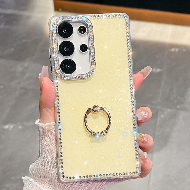 For Samsung Galaxy S24 Ultra 5G Rhinestone Glitter TPU Ring Holder Anti-fall Phone Case