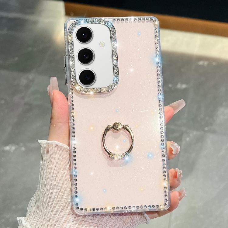 For Samsung Galaxy S24+ 5G Rhinestone Glitter TPU Ring Holder Anti-fall Phone Case