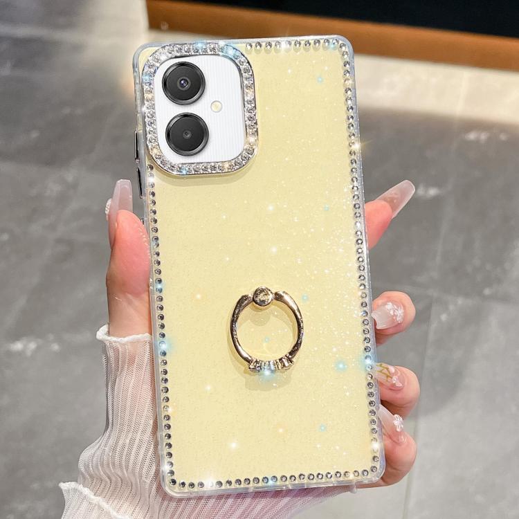 For Samsung Galaxy A07 5G Rhinestone Glitter TPU Ring Holder Anti-fall Phone Case