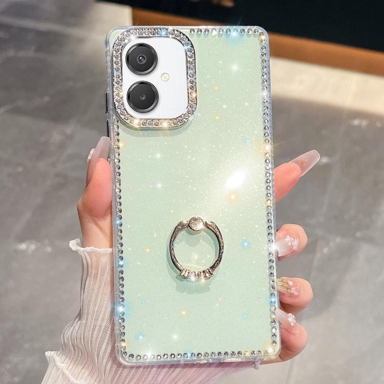 For Samsung Galaxy A07 5G Rhinestone Glitter TPU Ring Holder Anti-fall Phone Case
