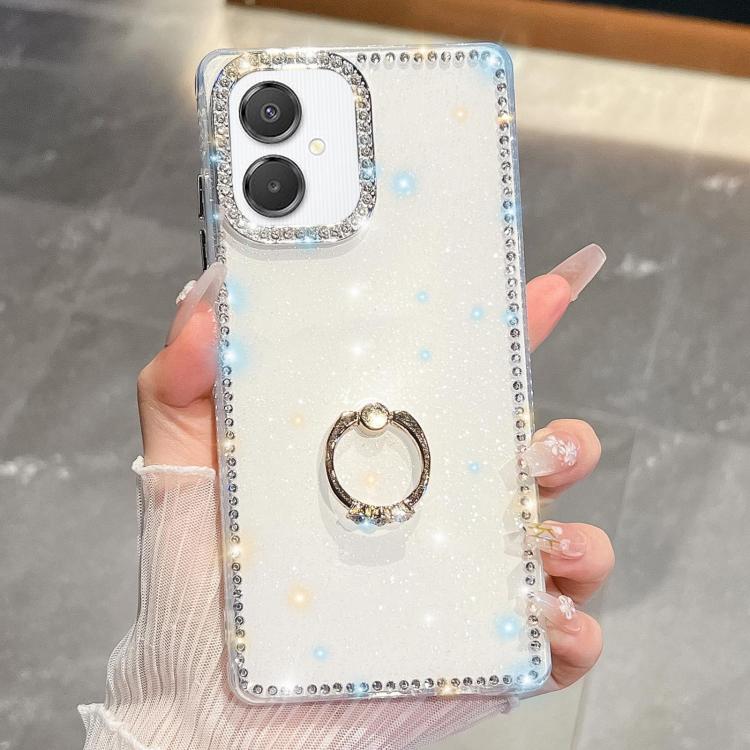 For Samsung Galaxy A07 5G Rhinestone Glitter TPU Ring Holder Anti-fall Phone Case