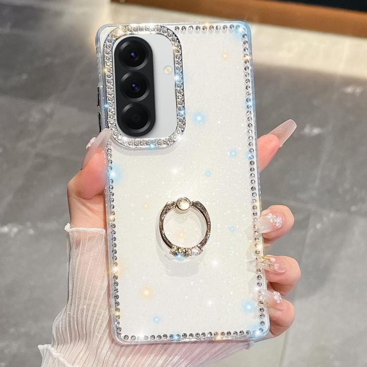 For Samsung Galaxy A17 5G Rhinestone Glitter TPU Ring Holder Anti-fall Phone Case