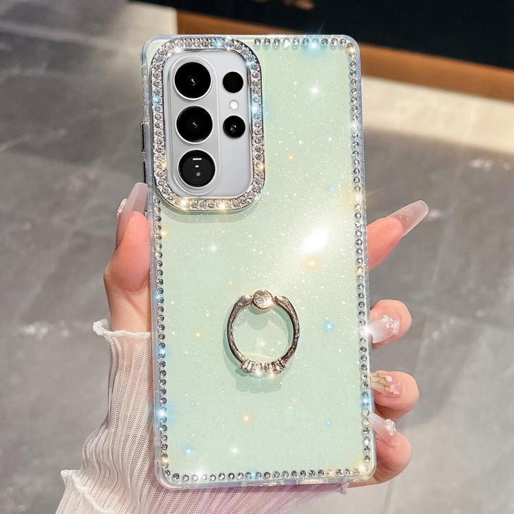 For Samsung Galaxy S26 Ultra 5G Rhinestone Glitter TPU Ring Holder Anti-fall Phone Case