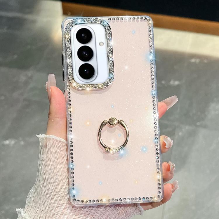For Samsung Galaxy S26 5G Rhinestone Glitter TPU Ring Holder Anti-fall Phone Case