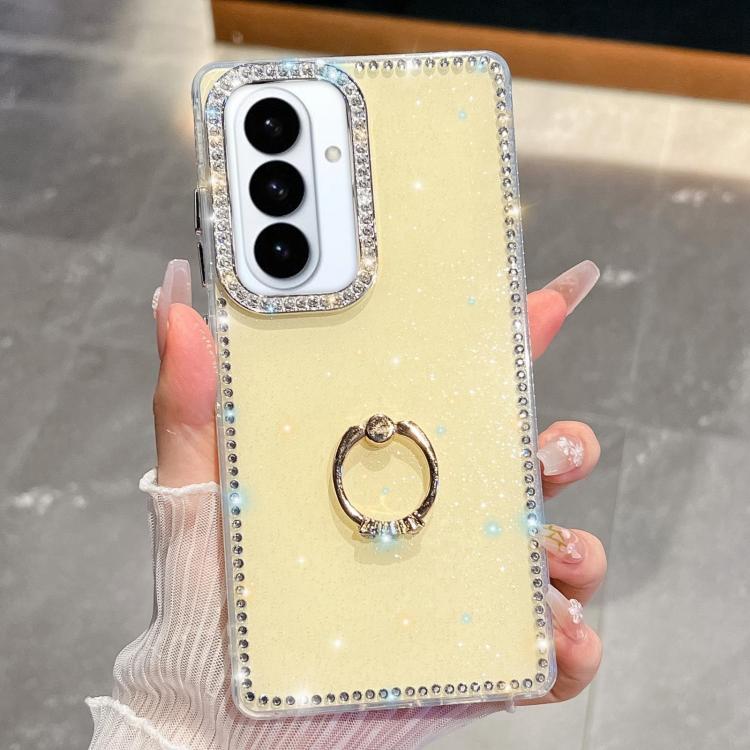 For Samsung Galaxy S26 5G Rhinestone Glitter TPU Ring Holder Anti-fall Phone Case