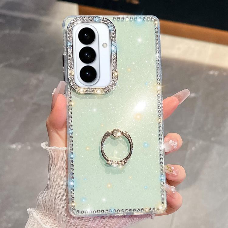 For Samsung Galaxy S26 5G Rhinestone Glitter TPU Ring Holder Anti-fall Phone Case