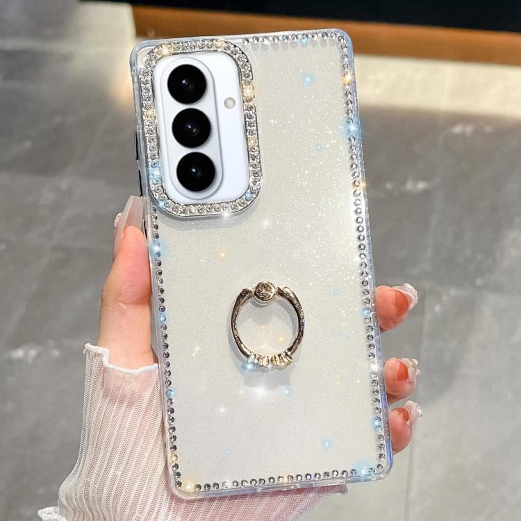 For Samsung Galaxy S26 5G Rhinestone Glitter TPU Ring Holder Anti-fall Phone Case