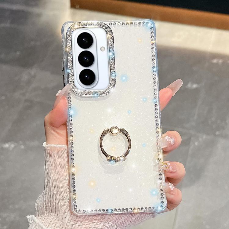 For Samsung Galaxy S26 5G Rhinestone Glitter TPU Ring Holder Anti-fall Phone Case