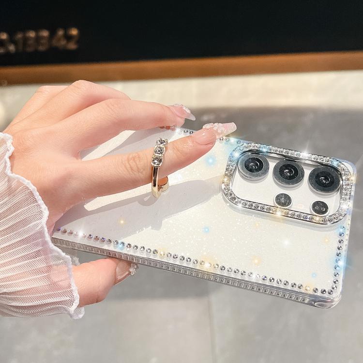 For Samsung Galaxy S25+ 5G Rhinestone Glitter TPU Ring Holder Anti-fall Phone Case