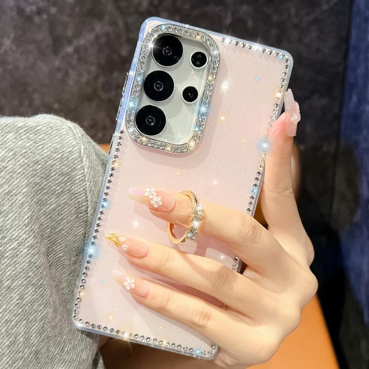 For Samsung Galaxy A15 5G Rhinestone Glitter TPU Ring Holder Anti-fall Phone Case