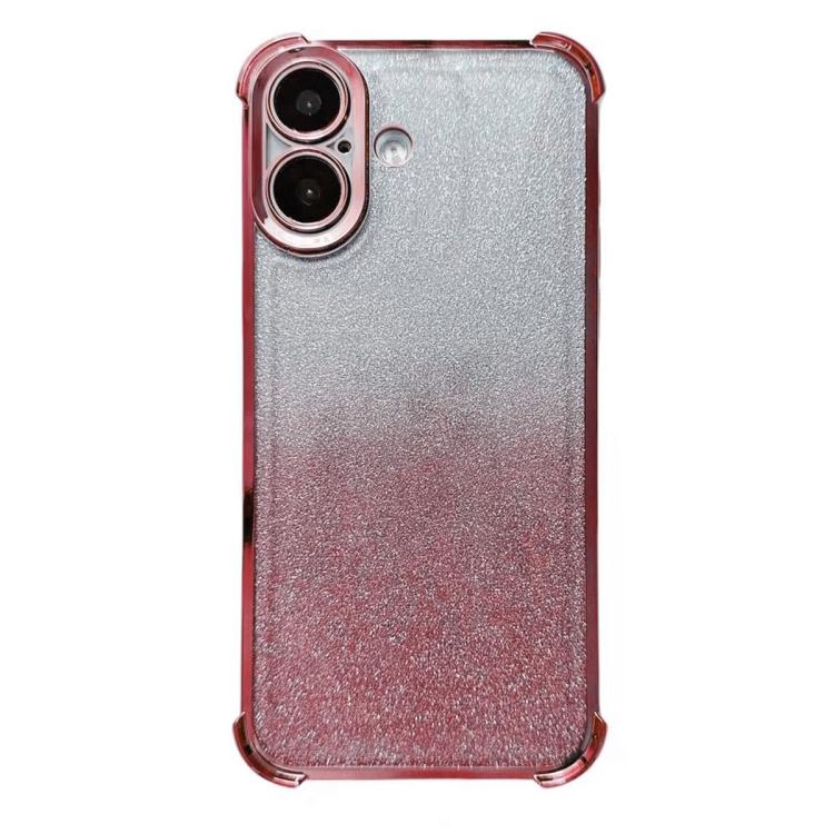 For iPhone 16 Plus Electrpolated Glitter Four-corner Shockproof Space TPU Phone Case - Gradient Pink