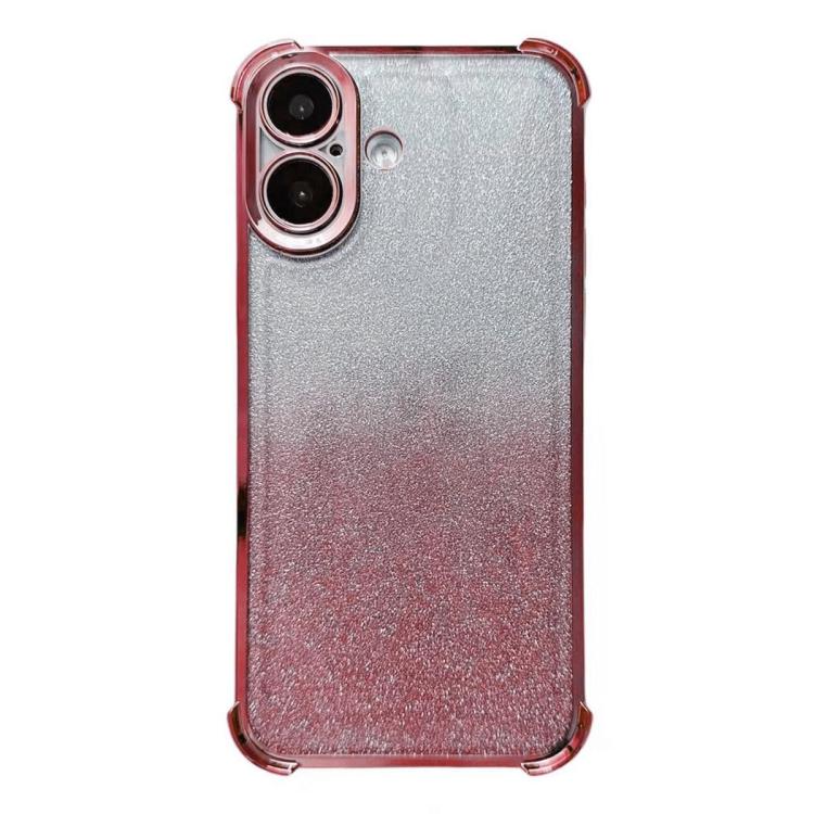 For iPhone 17 Electrpolated Glitter Four-corner Shockproof Space TPU Phone Case - Gradient Pink