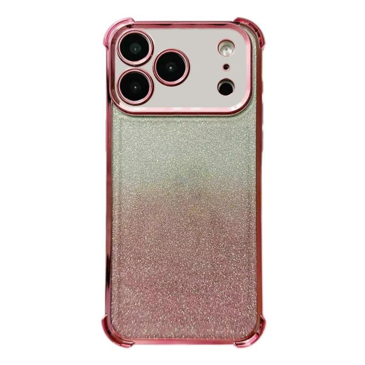 For iPhone 17 Pro Max Electrpolated Glitter Four-corner Shockproof Space TPU Phone Case - Gradient Pink