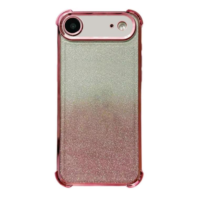 For iPhone Air Electrpolated Glitter Four-corner Shockproof Space TPU Phone Case - Gradient Pink