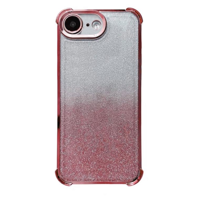 For iPhone 17e / 16e Electrpolated Glitter Four-corner Shockproof Space TPU Phone Case - Gradient Pink