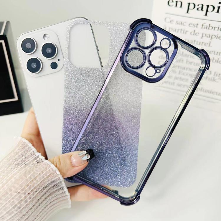 For iPhone 17 Pro Max Electrpolated Glitter Four-corner Shockproof Space TPU Phone Case - Gradient Pink