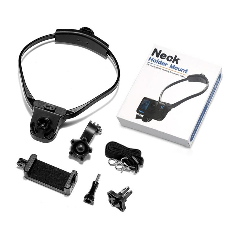 Sports Camera Lazy Neck Bracket Phone Clamp Mount - Black