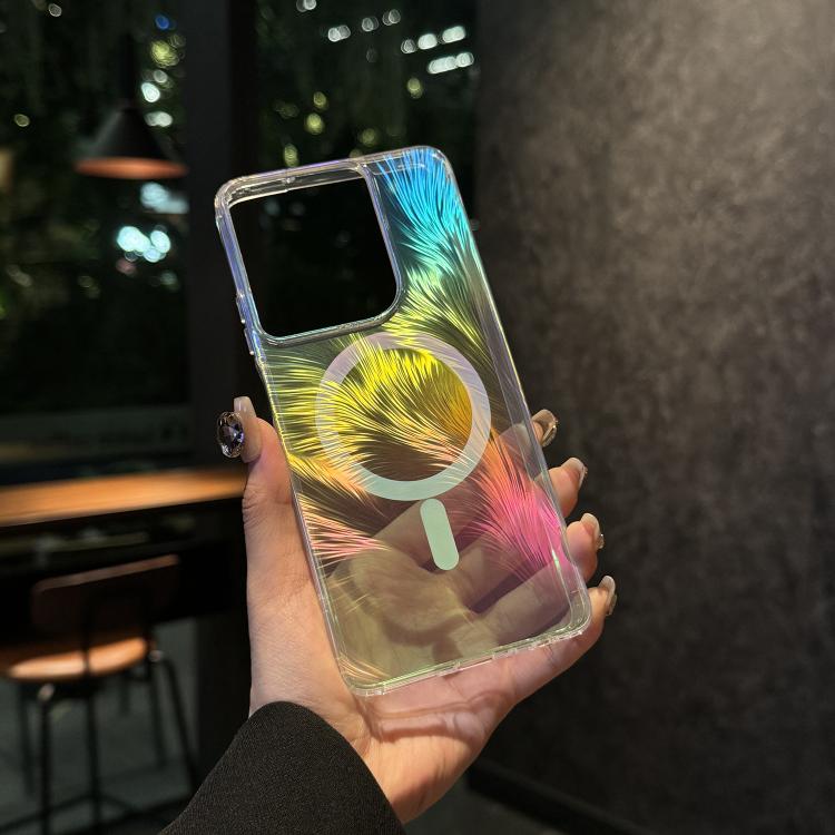 For Motorola Moto G Play 5G 2025 Glossy Color-Plated MagSafe Shockproof Phone Case - Colored Feather