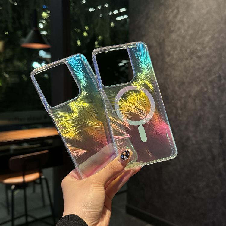 For Motorola Moto G Stylus 5G 2025 Glossy Color-Plated MagSafe Shockproof Phone Case - Colored Feather