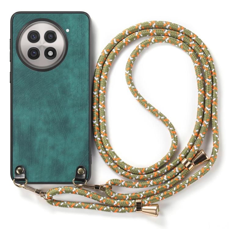 For OnePlus 13R 5G Vintage Leather PC Back Cover Phone Case with Crossbody Strap