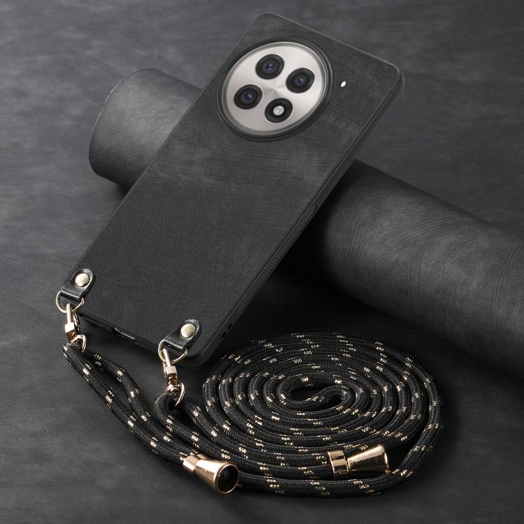 For OnePlus 13R 5G Vintage Leather PC Back Cover Phone Case with Crossbody Strap