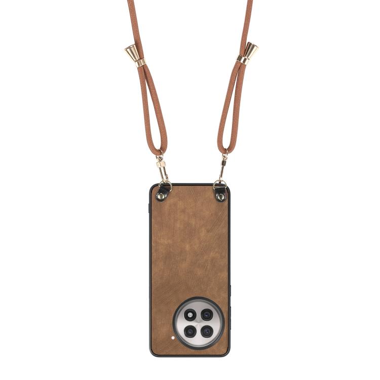 For OnePlus 13R 5G Vintage Leather PC Back Cover Phone Case with Crossbody Strap