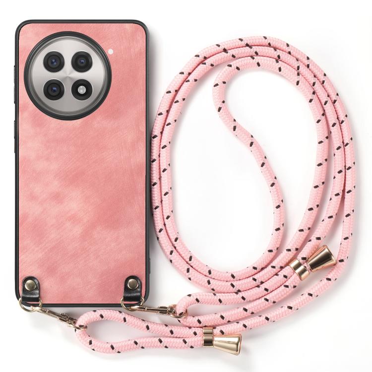 For OnePlus 13R 5G Vintage Leather PC Back Cover Phone Case with Crossbody Strap