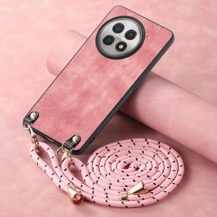 For OnePlus 13R 5G Vintage Leather PC Back Cover Phone Case with Crossbody Strap