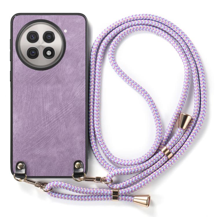 For OnePlus 13R 5G Vintage Leather PC Back Cover Phone Case with Crossbody Strap