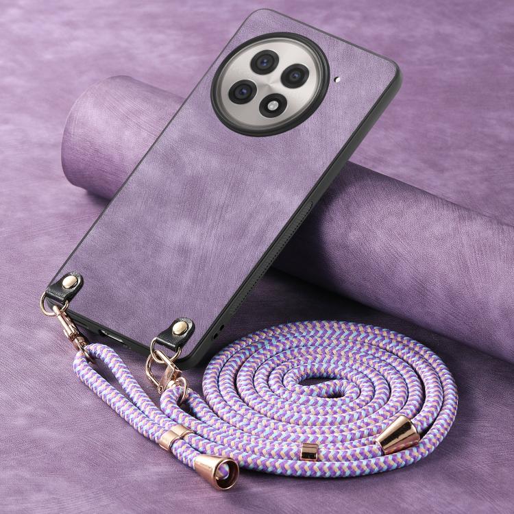 For OnePlus 13R 5G Vintage Leather PC Back Cover Phone Case with Crossbody Strap