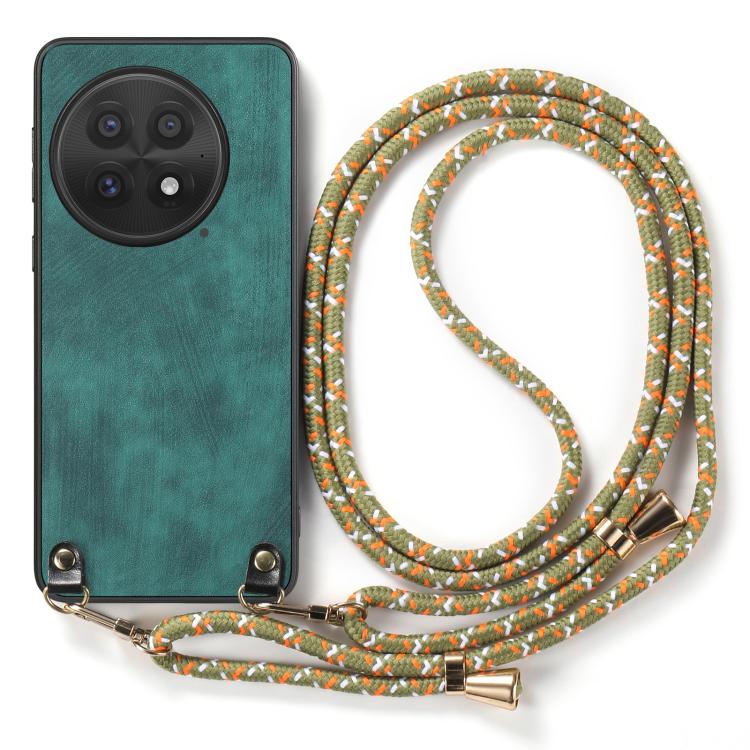 For OnePlus 13 Vintage Leather PC Back Cover Phone Case with Crossbody Strap