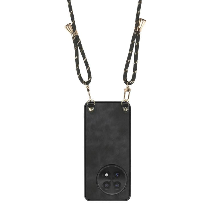 For OnePlus 13 Vintage Leather PC Back Cover Phone Case with Crossbody Strap