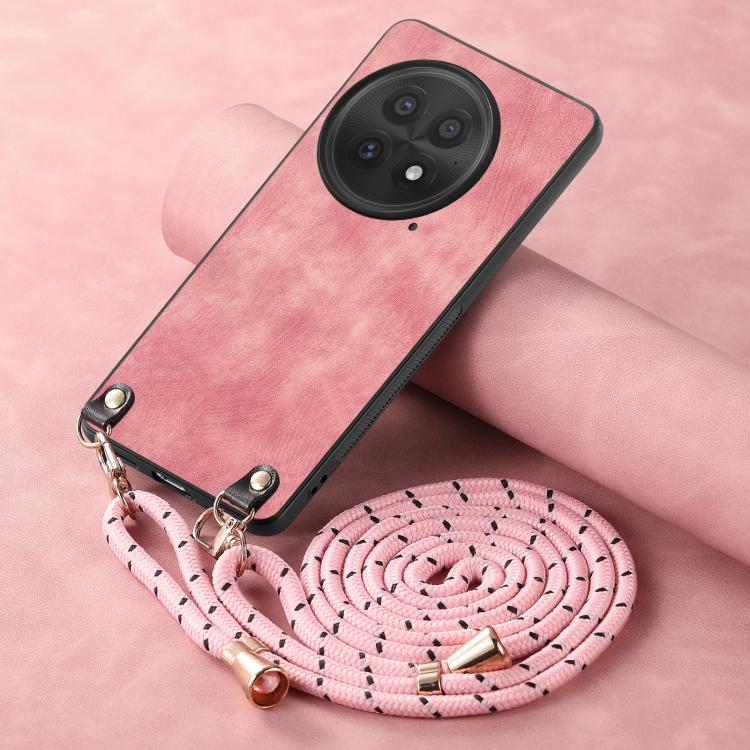 For OnePlus 13 Vintage Leather PC Back Cover Phone Case with Crossbody Strap