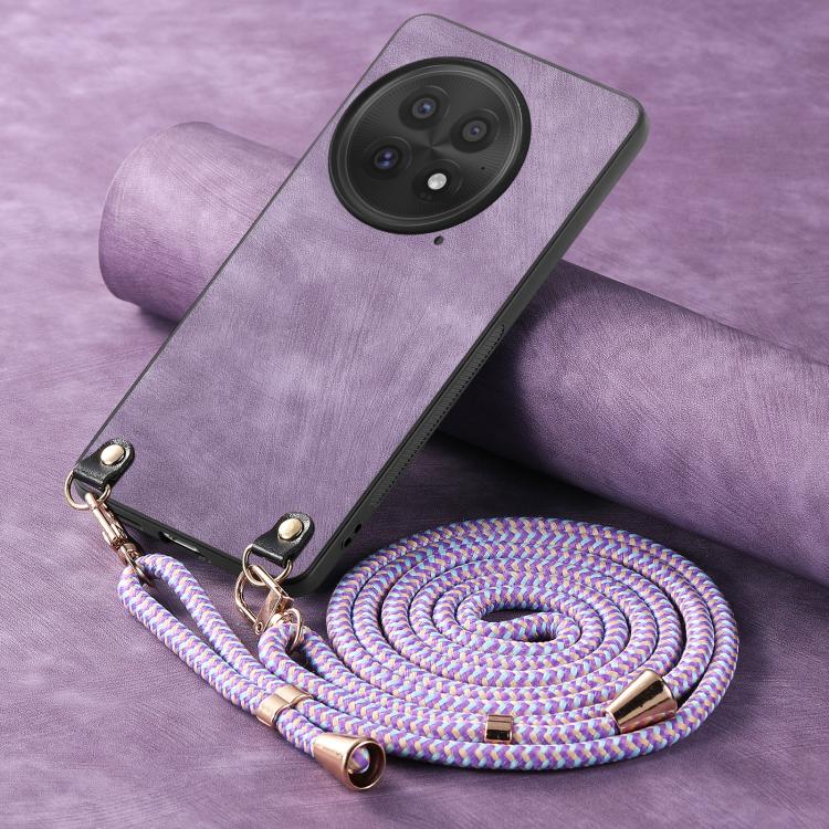 For OnePlus 13 Vintage Leather PC Back Cover Phone Case with Crossbody Strap