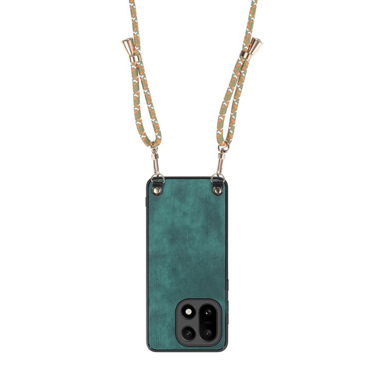 For OnePlus 15 Vintage Leather PC Back Cover Phone Case with Crossbody Strap