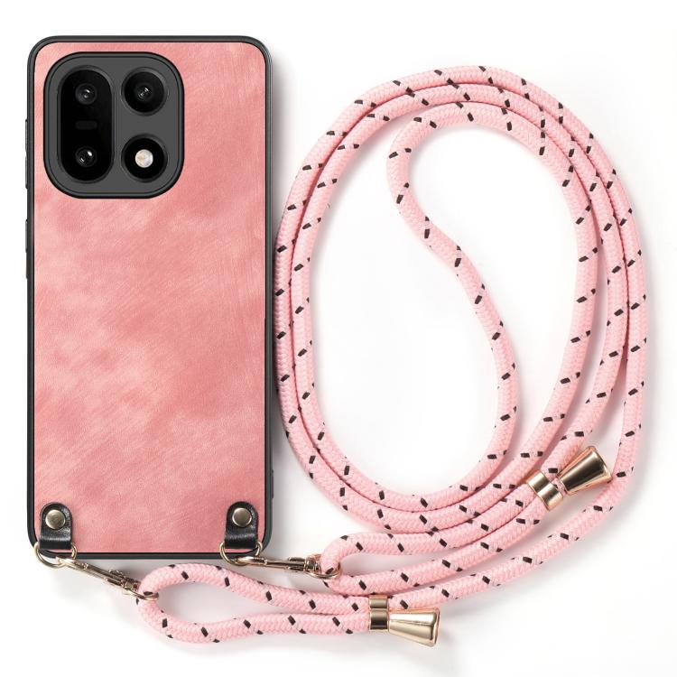 For OnePlus 15 Vintage Leather PC Back Cover Phone Case with Crossbody Strap