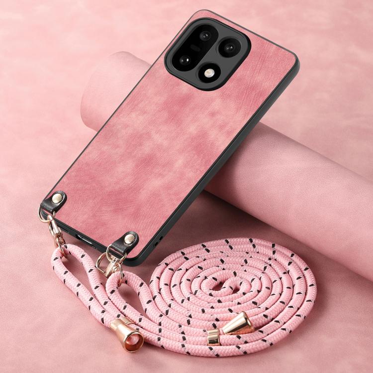 For OnePlus 15 Vintage Leather PC Back Cover Phone Case with Crossbody Strap