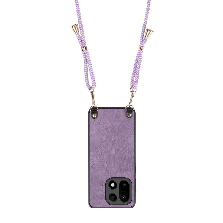 For OnePlus 15 Vintage Leather PC Back Cover Phone Case with Crossbody Strap