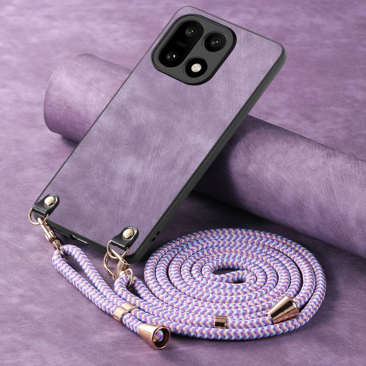 For OnePlus 15 Vintage Leather PC Back Cover Phone Case with Crossbody Strap